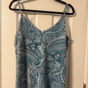 White House Black Market Aqua Paisley Tank Top, Size M